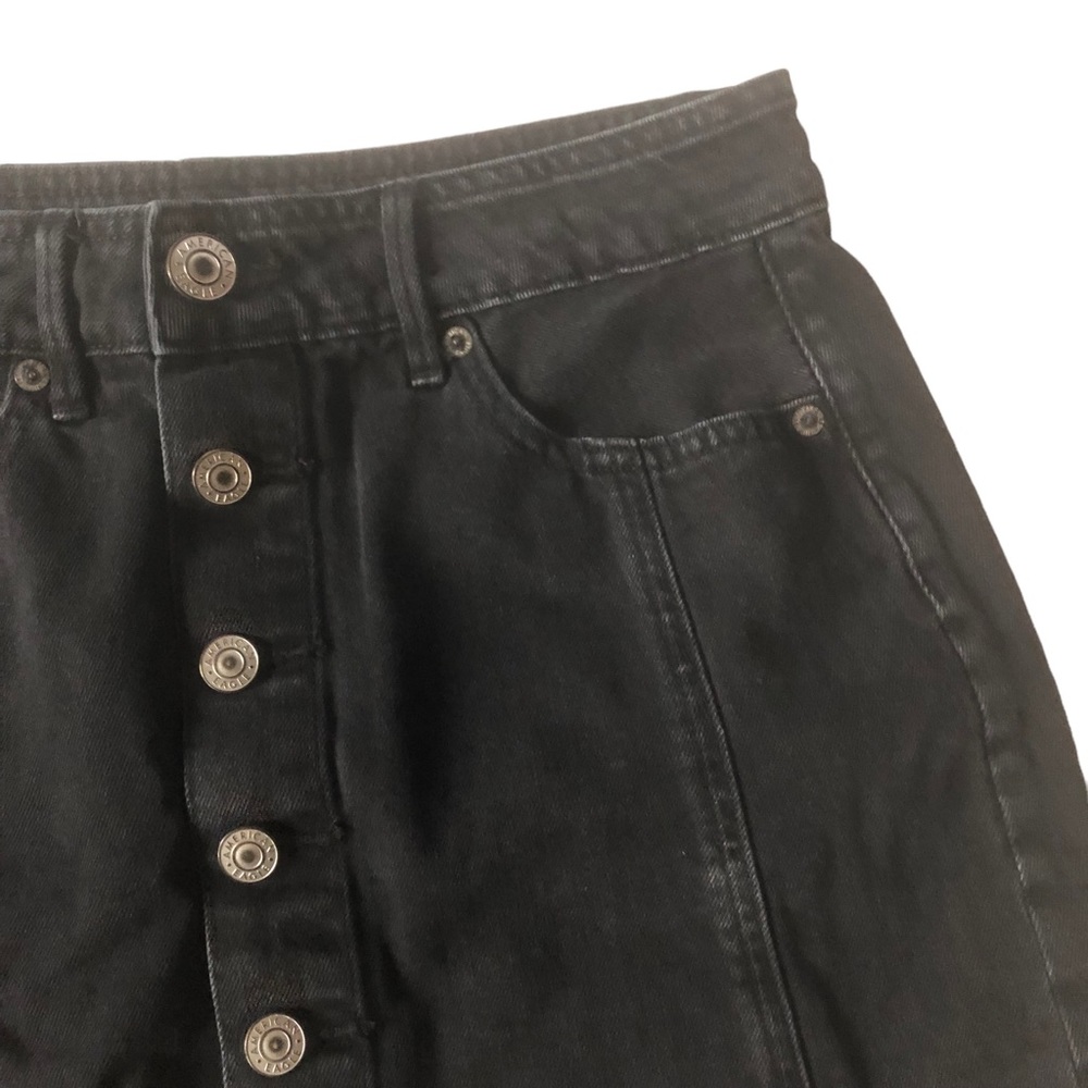 American Eagle Black Button Front Stretch Mini Sk… - image 3